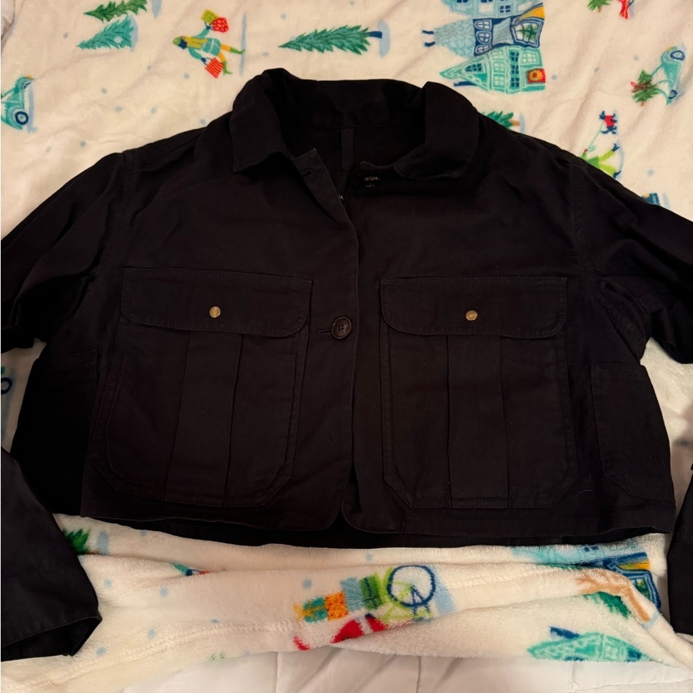 Banana Republic Cropped Black Jean Jacket Size M